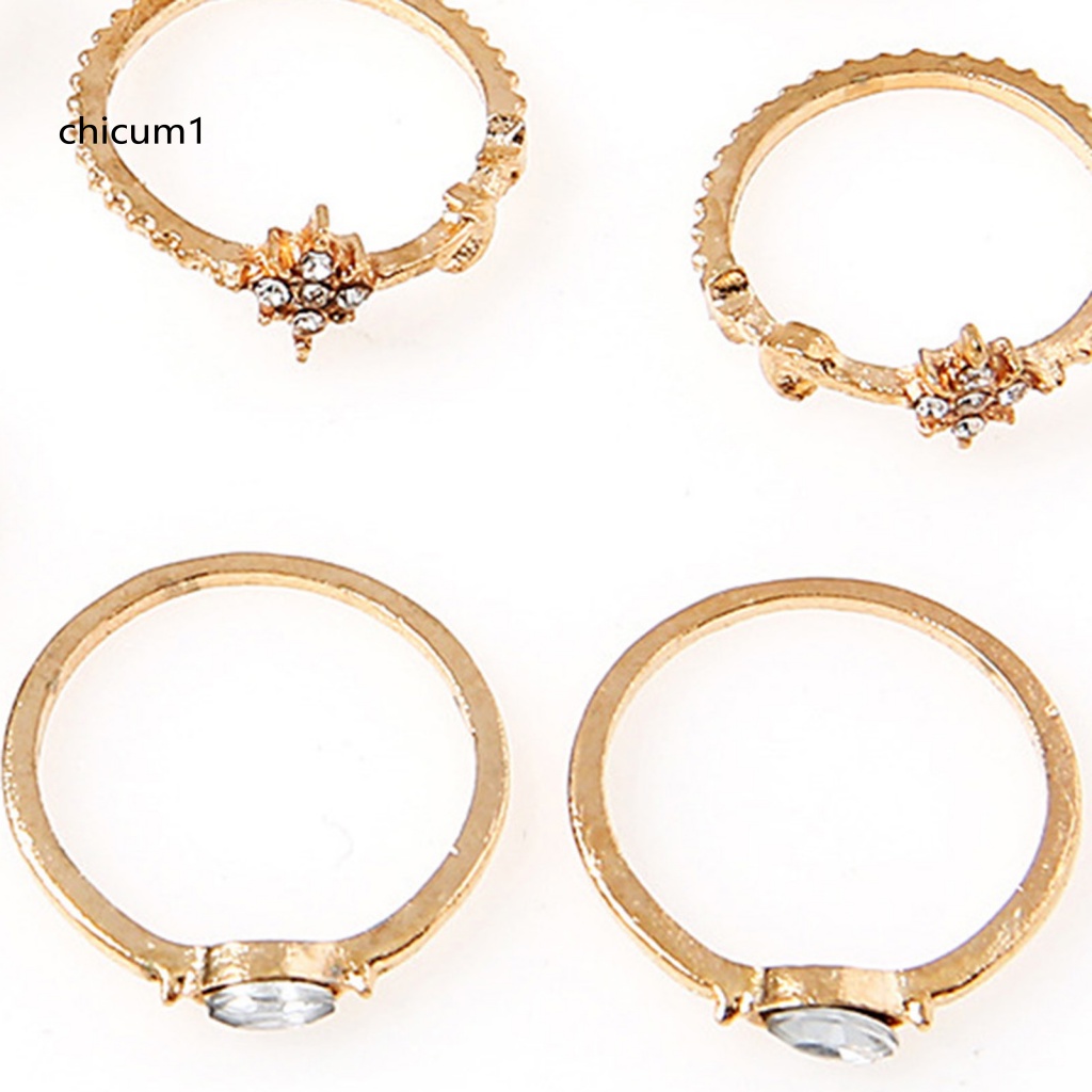 Set 8 Nhẫn Đeo Khớp Ngón Tay Hình Hoa Bướm Đính Đá Tinh Xảo Cho Nữ