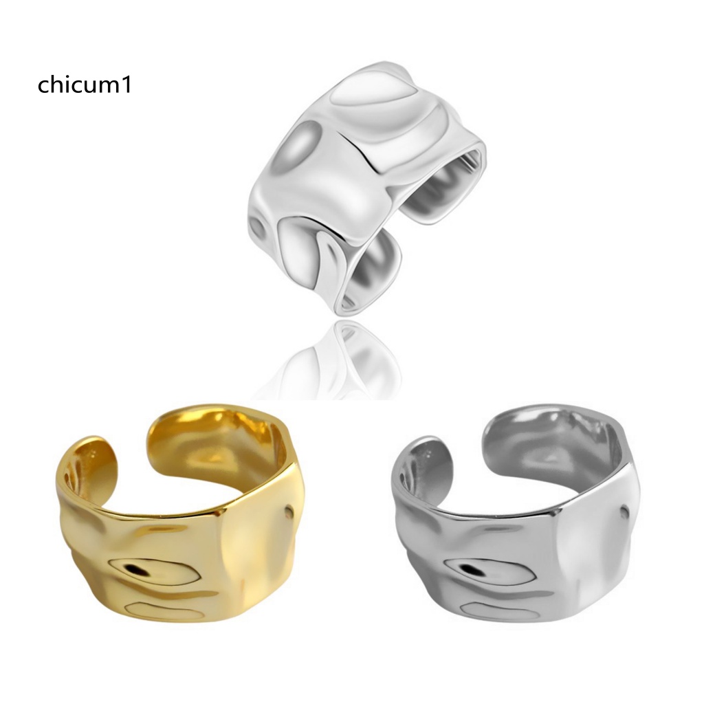 Nhẫn Hở Điều Chỉnh Được Màu Trơn Trang Trí Gợn Sóng Thời Trang Cho Nữ
