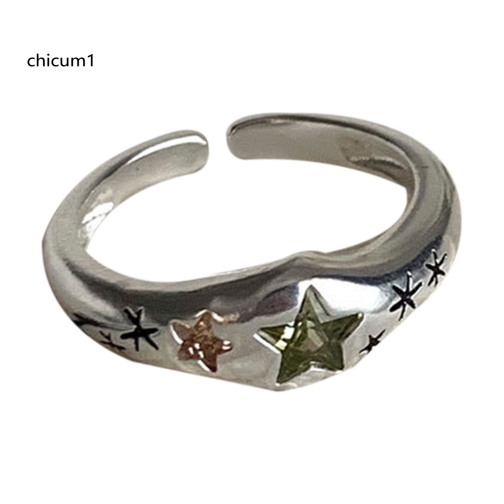 Nhẫn Hở Đính Đá Zircon Nhiều Màu Tùy Chỉnh Phong Cách Punk Tinh Tế Cho Nữ