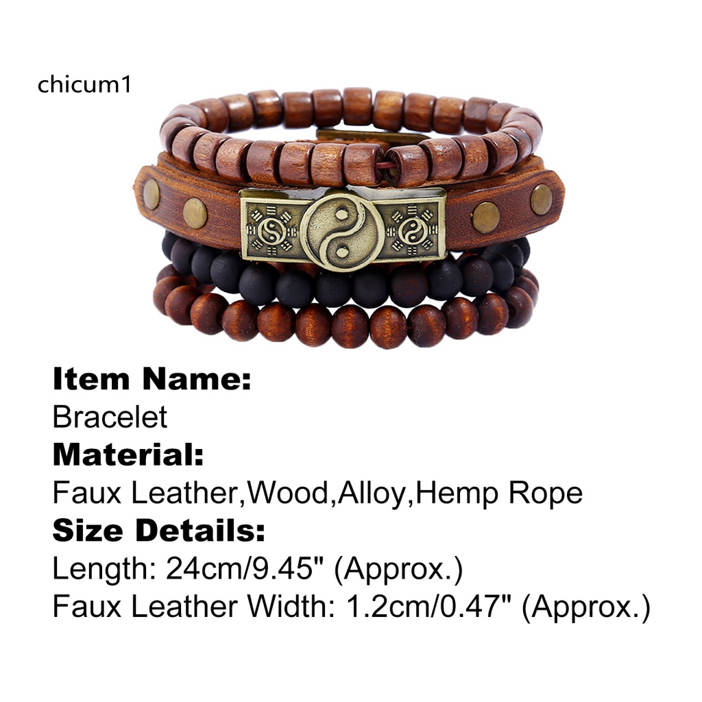 Set 4 Vòng Tay Da Nhiều Lớp Xỏ Hạt Đơn Giản Dễ Sử Dụng