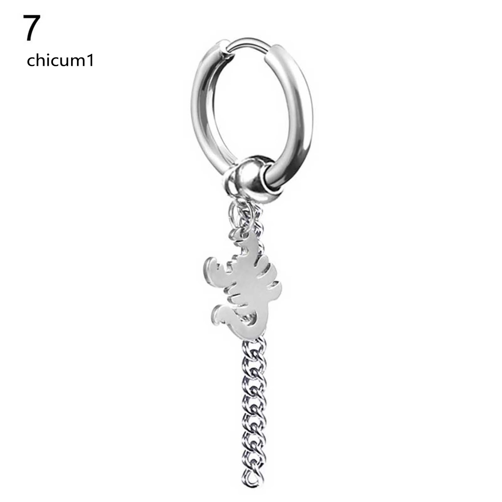 1 Khuyên Tai Dạng Vòng Dài Bằng Thép Không Gỉ Unisex