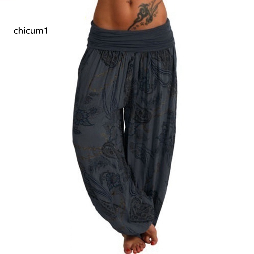 Quần Baggy Dài In Họa Tiết Thời Trang Boho Cho Nữ