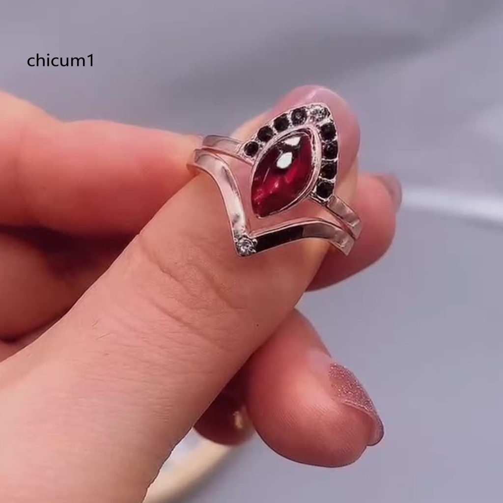 Nhẫn Đính Đá Đỏ Phong Cách Cổ Điển Cho Nữ