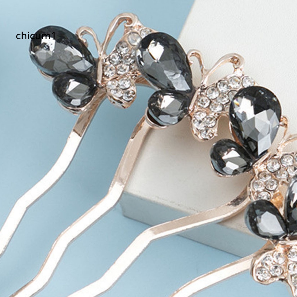 Lược Cài Tóc Hình Bướm Đính Đá Xinh Xắn