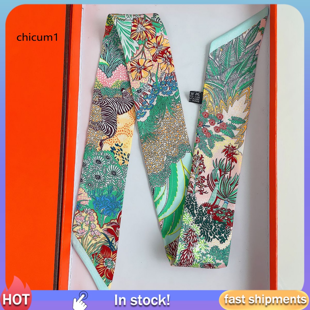 Khăn Choàng Cổ Kiêm Túi Xách Bằng Lụa In Họa Tiết Hoa Nhiều Màu Sang Trọng Thời Trang Cho Nữ