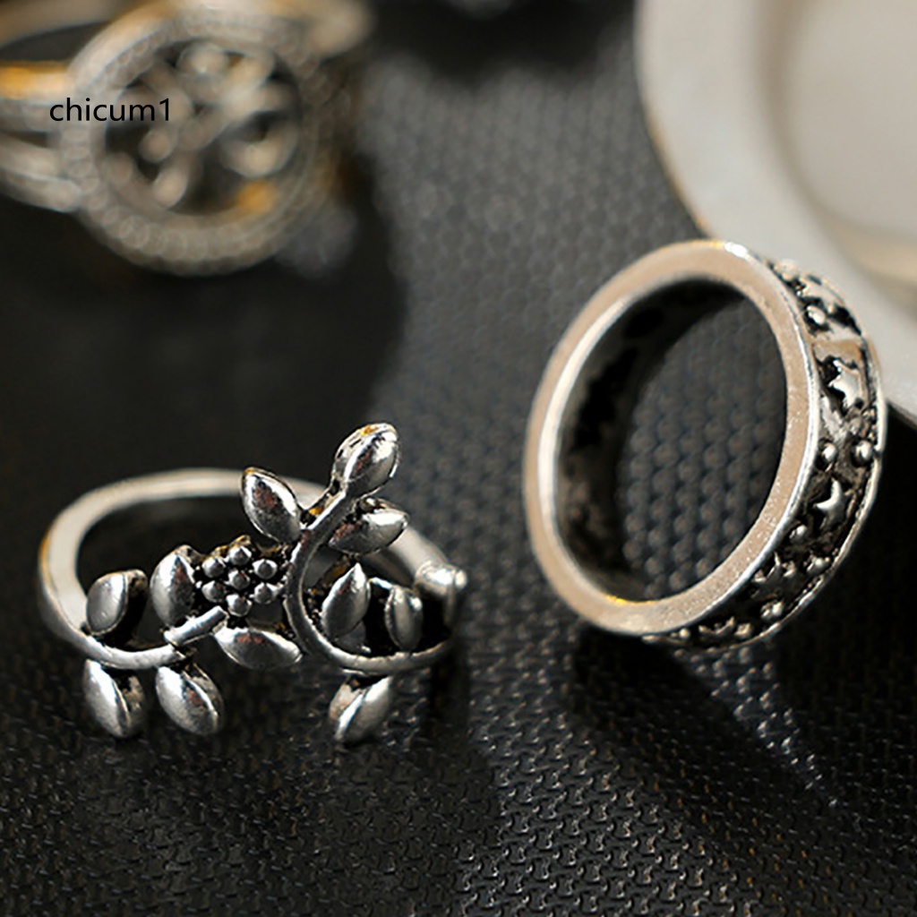 Set 9 Nhẫn Đeo Khớp Ngón Tay Nhiều Màu Sắc Phong Cách Bohemian