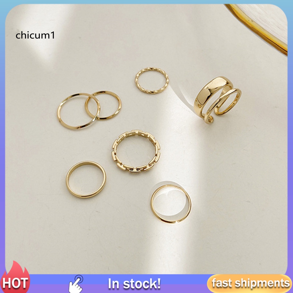 Set 7 Nhẫn Đeo Khớp Ngón Tay Phong Cách Hip Hop Cho Nữ