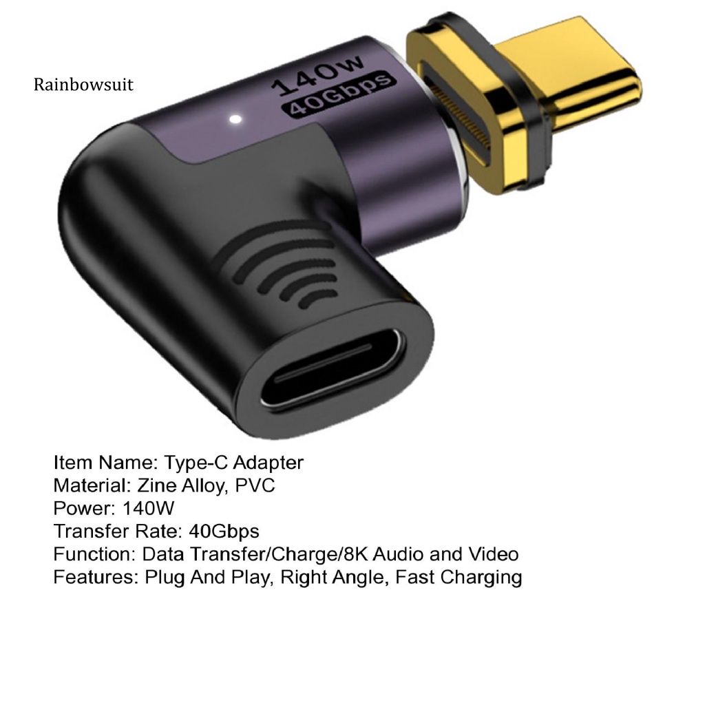 Bộ Chuyển Đổi Phích Cắm Type-C 40Gbps Tốc Độ Cao 140W Sạc Nhanh Hình Chữ L Từ Tính Cho Switch