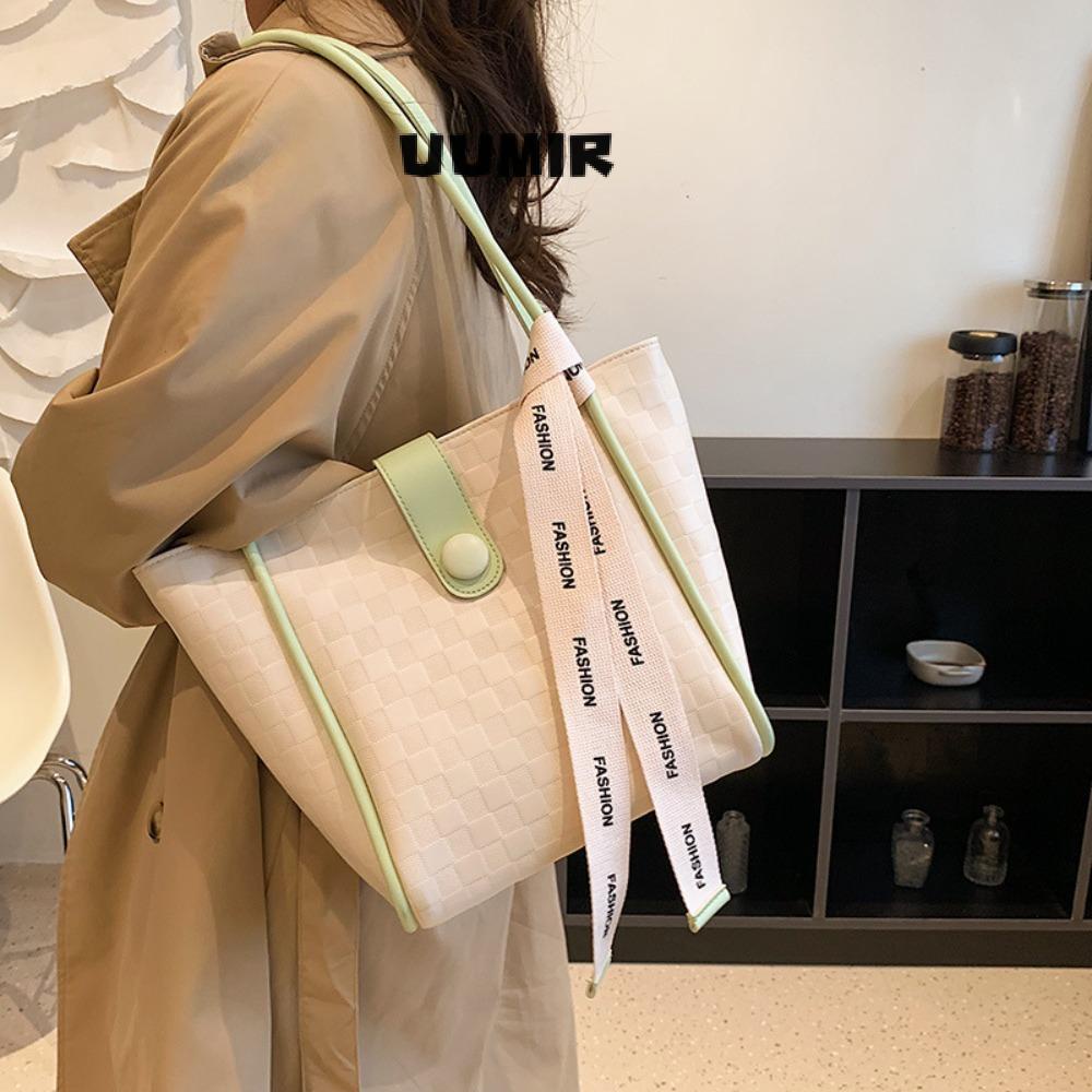 UUMIR Túi Xách Da PU Họa Tiết Sọc Caro Phong Cách Vintage Thời Trang Cho Nữ