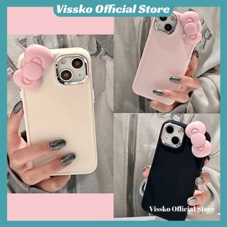 Ốp Điện Thoại Mềm Màu Trơn Đính Nơ Hồng Cho iPhone 14 14Plus 14 Pro Max 13 12 11 Pro Max 7 8 Plus X Xs Max XR