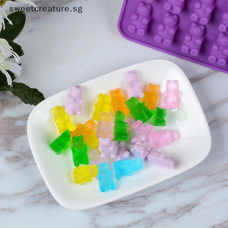 Khuôn Silicone Làm Đá / Chocolate / Kẹo / Thạch Hình Gấu 53 Ngăn
 Tạp Dề} Ngọt Ngào}