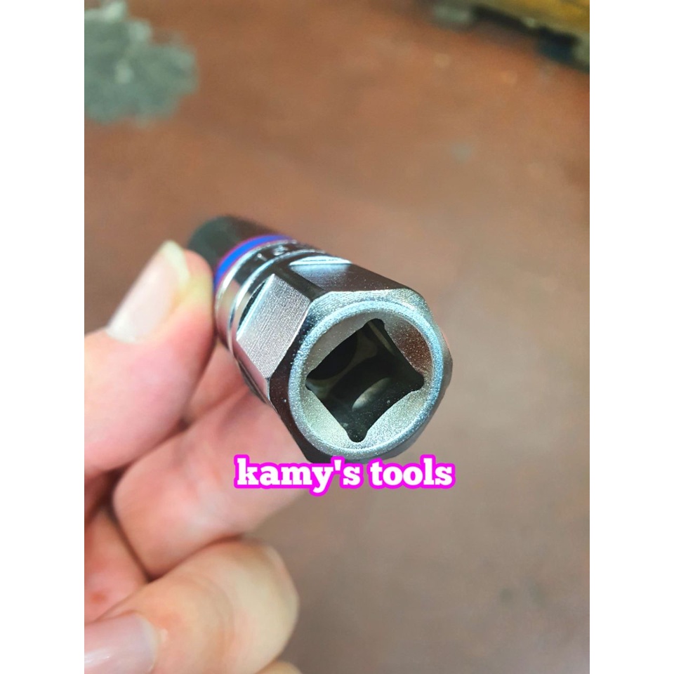 Đầu khẩu tuýp tháo mở bugi có nam châm 16mm 3/8 inch 6 cạnh dài 70mm Kingtony 366516
