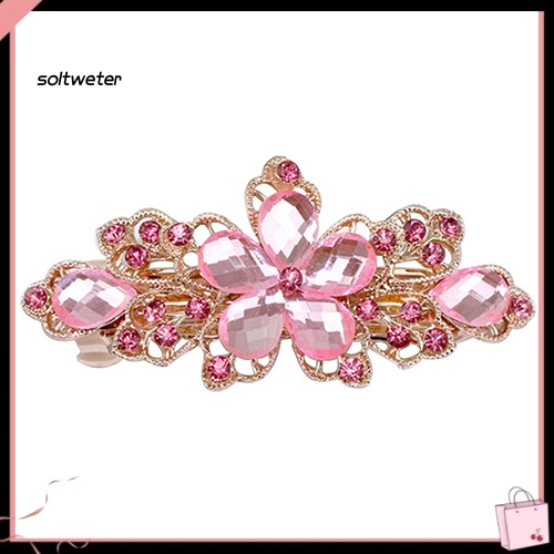 Kẹp Tóc Hình Hoa Lá Đính Đá Pha Lê Thời Trang Cho Nữ