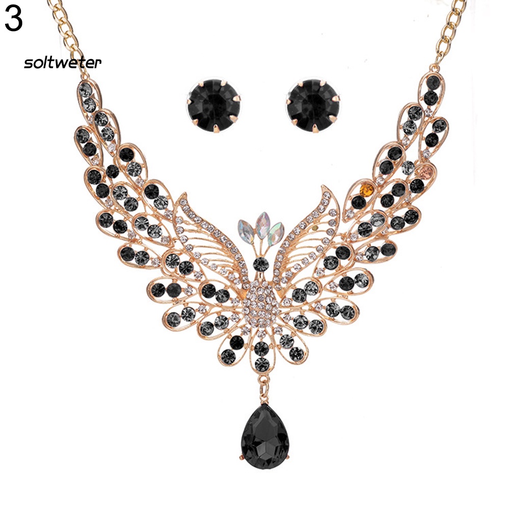 Bộ Trang Sức Hình Chim Công Đính Đá Nhiều Màu Sắc Phong Cách Retro