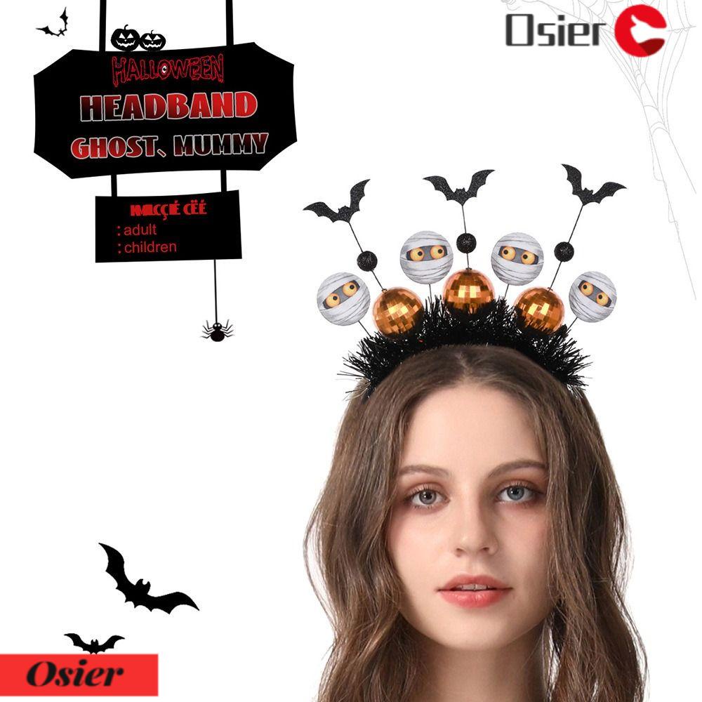 OSIER1 Băng Đô Cài Tóc Phong Cách Gothic Dễ Thương Kèm Bóng Lông Trang Trí Halloween