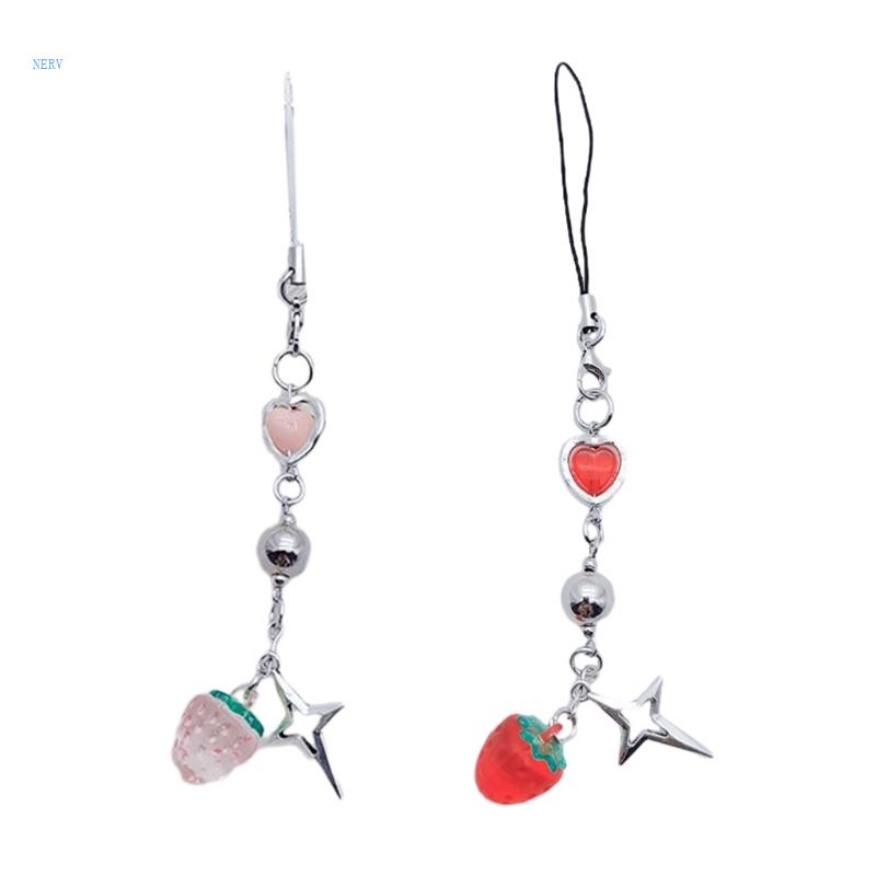 Dây Đeo Điện Thoại Y2K Họa Tiết Dâu Tây / Ngôi Sao Nhỏ Gọn Cho Nữ