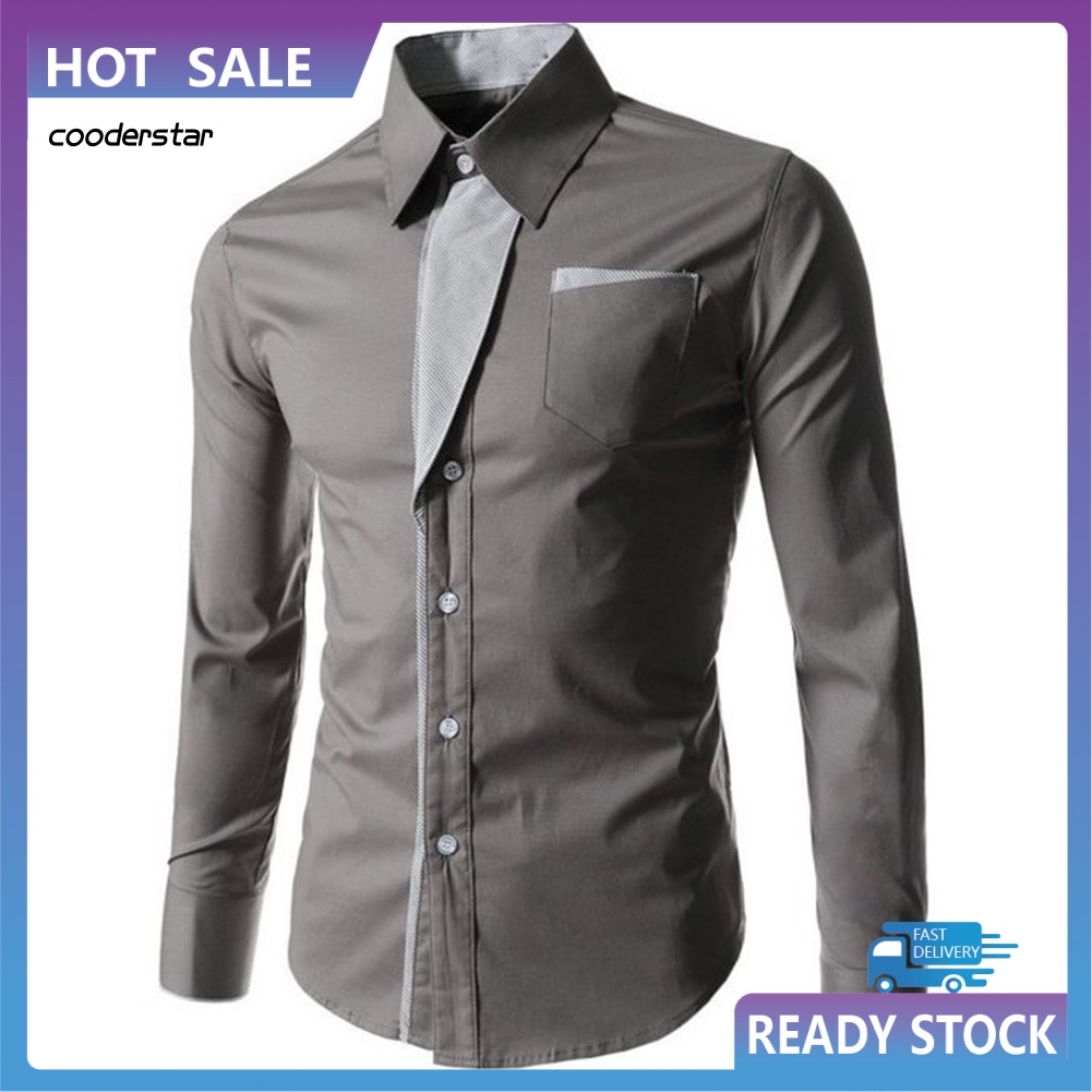 Áo Sơ Mi Dài Tay Cổ Đứng Phối Nút Thời Trang Dành Cho Nam