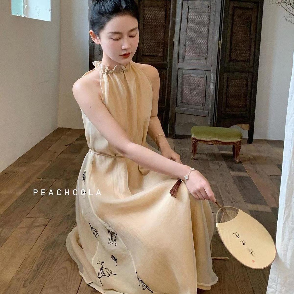 Đầm Dài Qua Gối Không Tay Phong Cách Trung Hoa Cổ Điển Thời Trang Mùa Hè Hàng Mới 2023 JN53