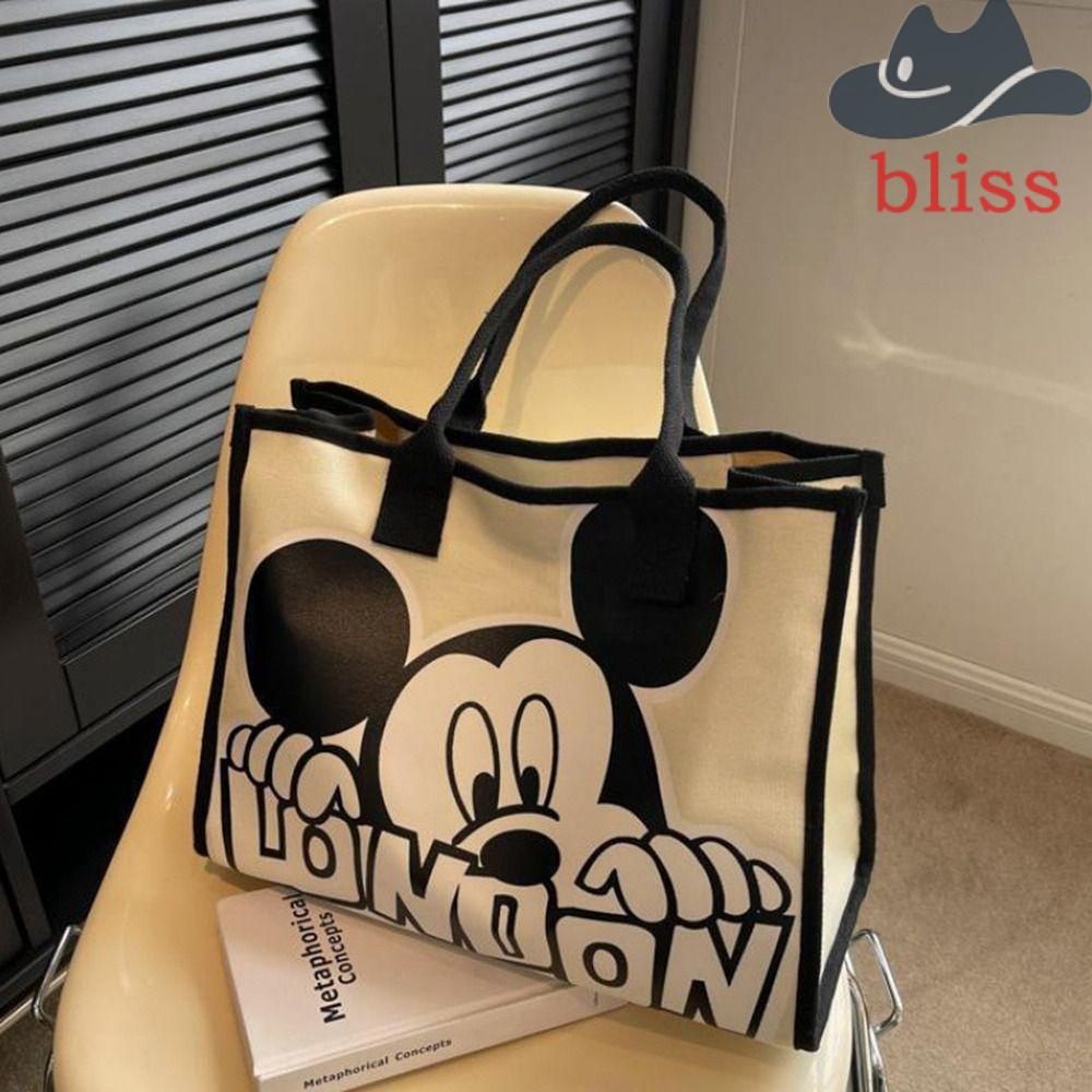 BLISS Túi Xách Đeo Vai Vải Bạt In Hình Chuột Mickey Thời Trang Du Lịch