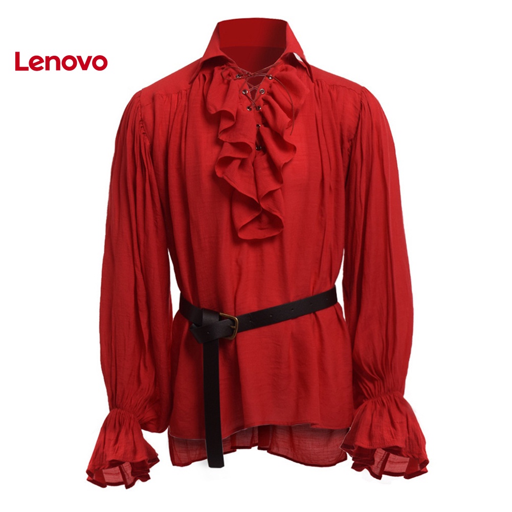 Áo Sơ Mi Tay Dài Cổ Đứng Màu Trơn Hóa Trang Thời Trung Cổ Cho Nam