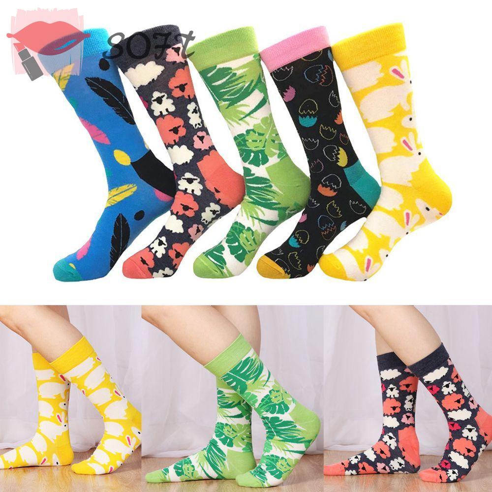 SOFTNESS Tất Nam In Họa Tiết Hoạt Hình Phong Cách Vintage Hợp Thời Trang Mùa Đông