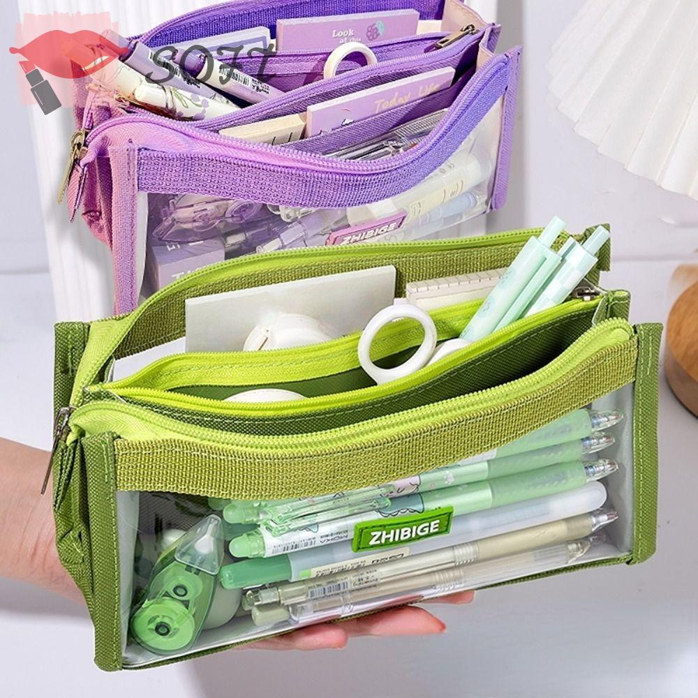 SOFTNESS Túi Đựng Bút Cỡ Lớn Sáu Ngăn Tiện Dụng Cho Học Sinh Ốp