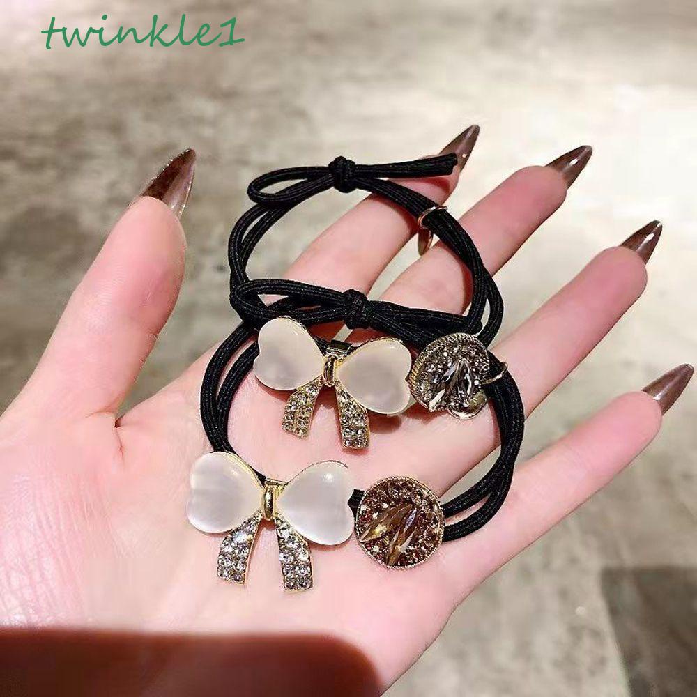 TWINKLE Dây Cột Tóc Đuôi Ngựa Hình Nơ Bằng Hợp Kim Phong Cách Hàn Quốc Ngọt Ngào Sáng