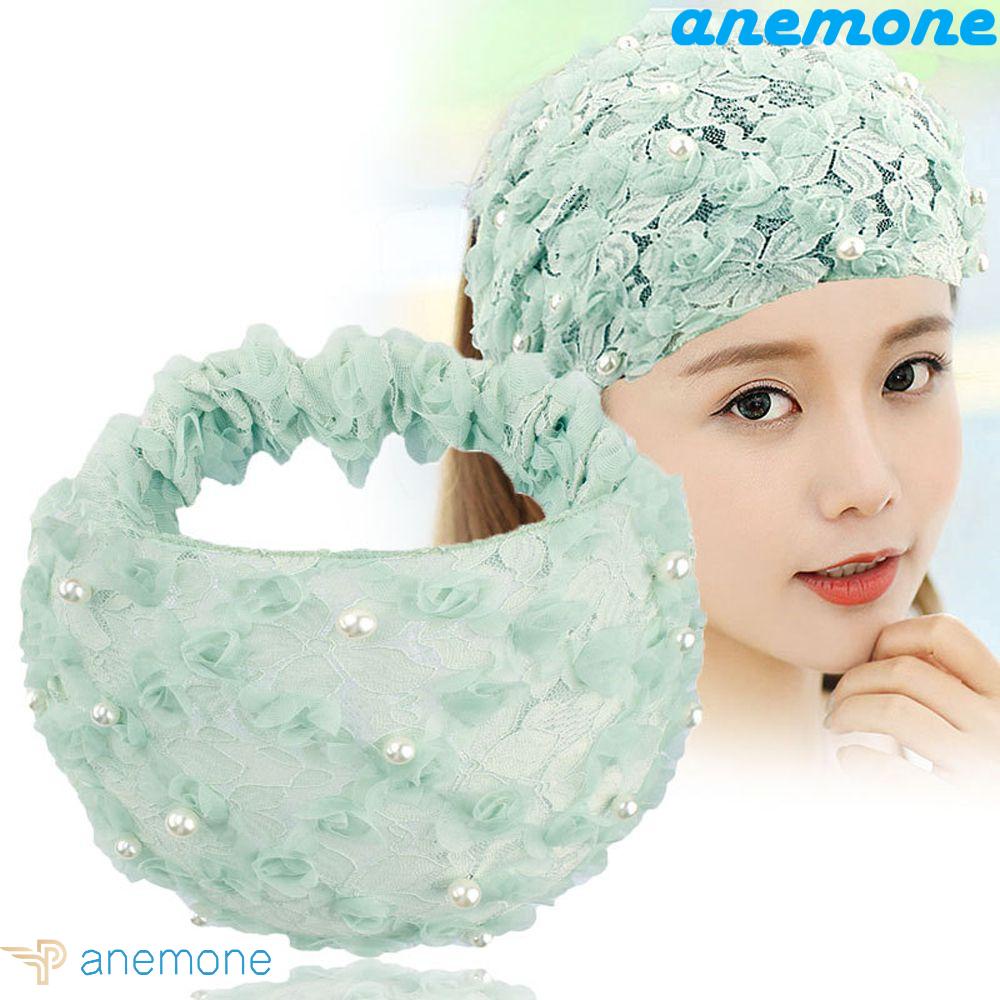 ANEMONE Băng Đô Cài Tóc Rửa Mặt Phối Ren Lưới Phong Cách Vintage Thanh Lịch Cho Nữ