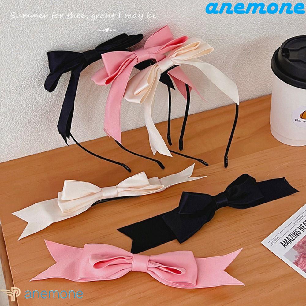 ANEMONE Băng Đô Cài Tóc Hai Lớp Thắt Nơ Xoắn Màu Sắc Ngọt Ngào Hợp Thời Trang Cho Nữ
