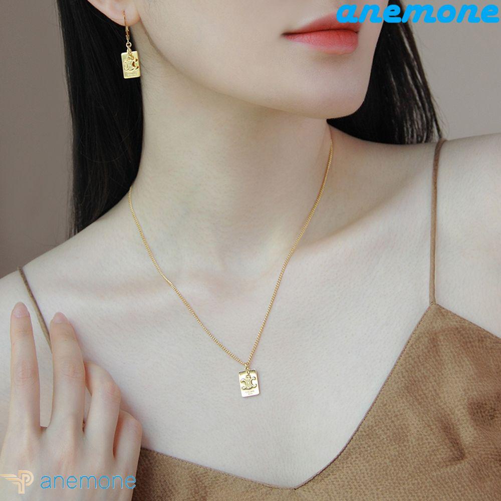 ANEMONE Vòng cổ Sợi Xích Thiết Kế Đục Lỗ Phong Cách Punk Hàn Quốc Cổ Điển Thời Trang Cho Nữ