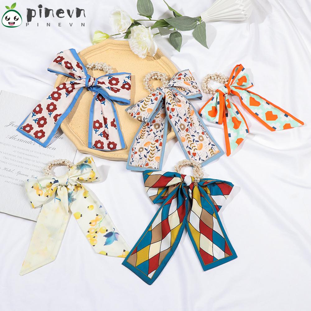 PINEVN Dây Cột Tóc In Họa Tiết Hoa Ngọt Ngào Cho Nữ