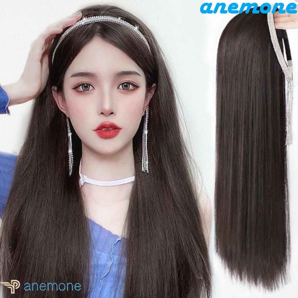 ANEMONE Tóc Giả Màu Đen Bằng Sợi Tổng Hợp Chống Nhiệt Dành Cho Nữ