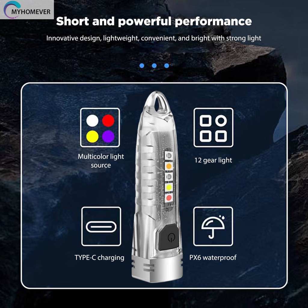 Móc Khóa Đèn Pin Mini USB Loại C Phát Hiện Tia UV