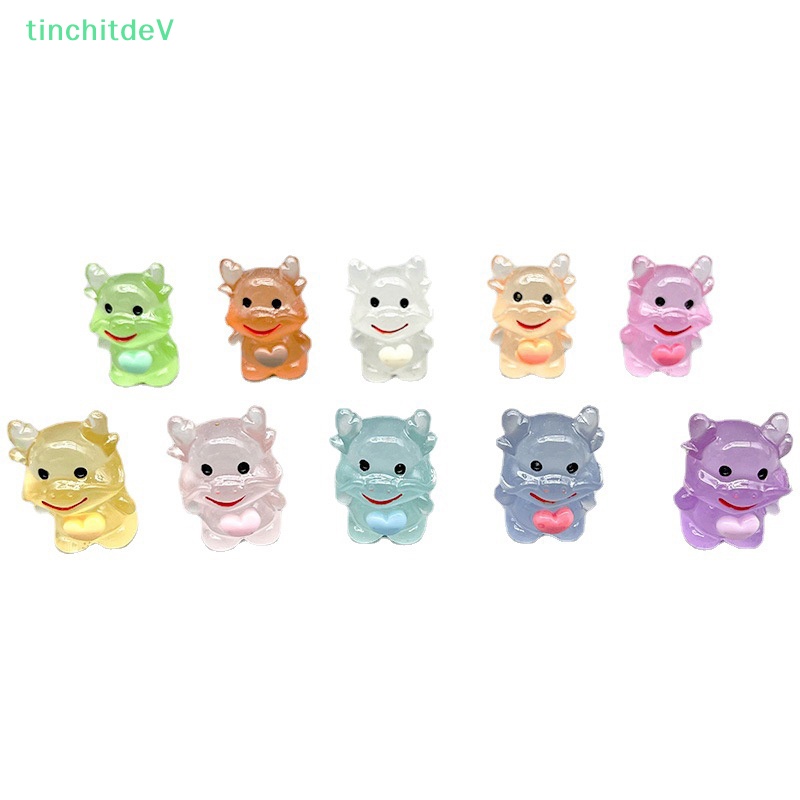 [TinchitdeV] Bộ 2 Tượng Rồng Hoạt Hình Mini Bằng Nhựa Resin Phát Sáng Trang Trí Xe Hơi