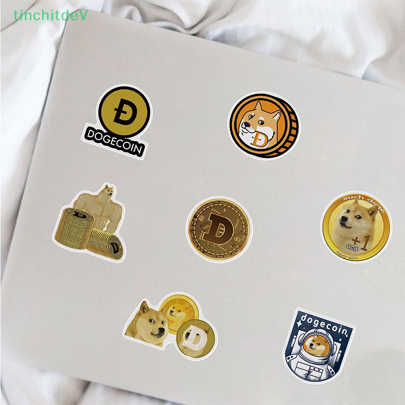 Bộ 50 Miếng Dán Hoạt Hình graffiti Dogecoin Trang Trí Laptop Hành Lý