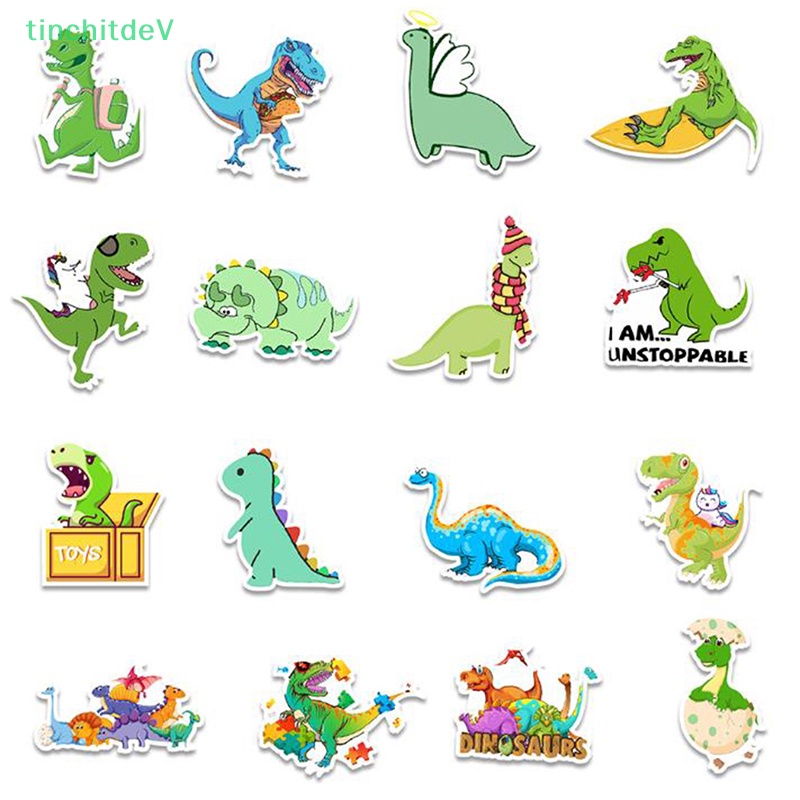 [TinchitdeV] 50 Miếng Dán Hình Khủng Long Hoạt Hình Dễ Thương Trang Trí Laptop Điện Thoại Ván Trượt Xe Hơi [Mới]