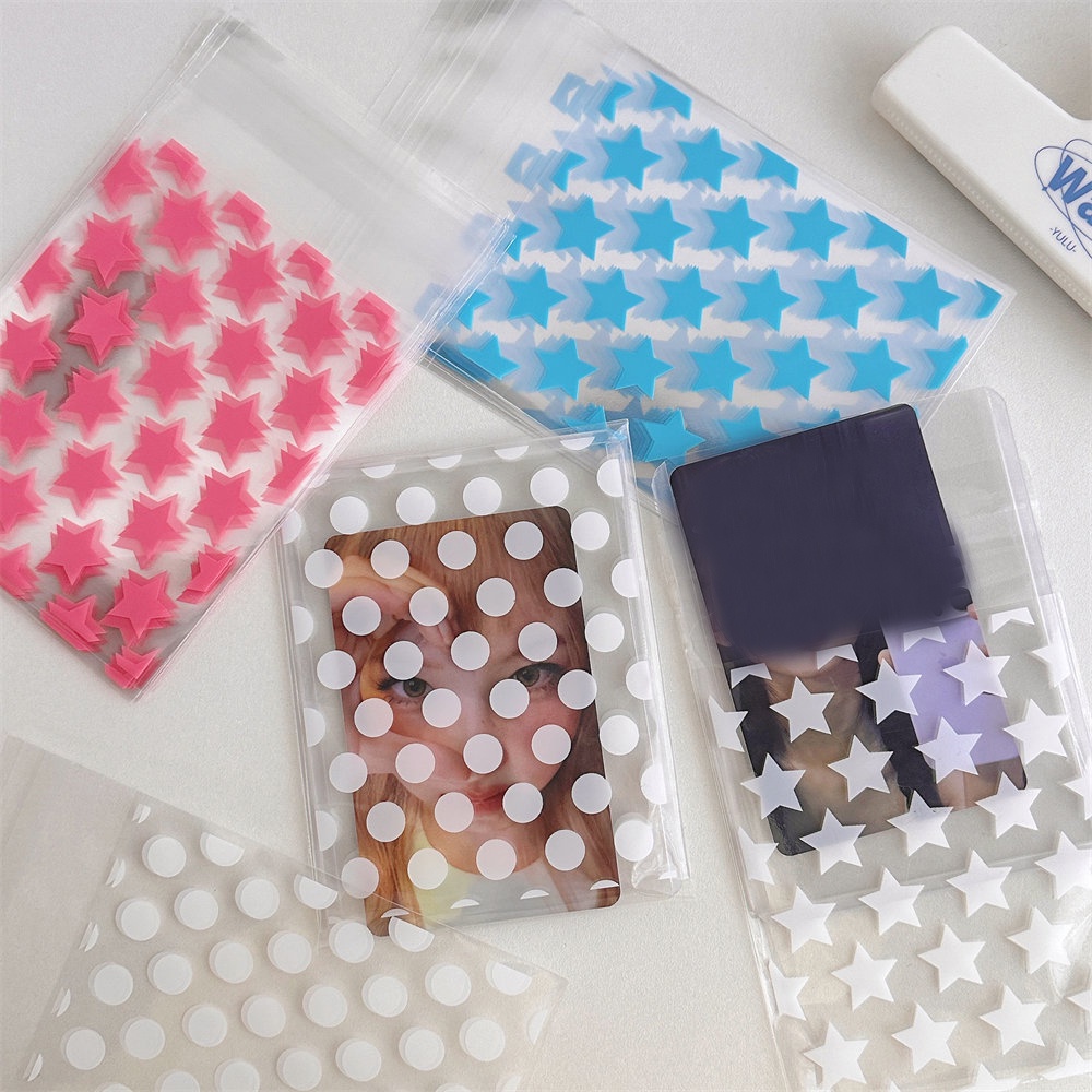 Set 50 Giá Đỡ Ảnh / Thẻ In Họa Tiết Chấm Bi / Ngôi Sao / Tròn Độc Đáo Trang Trí