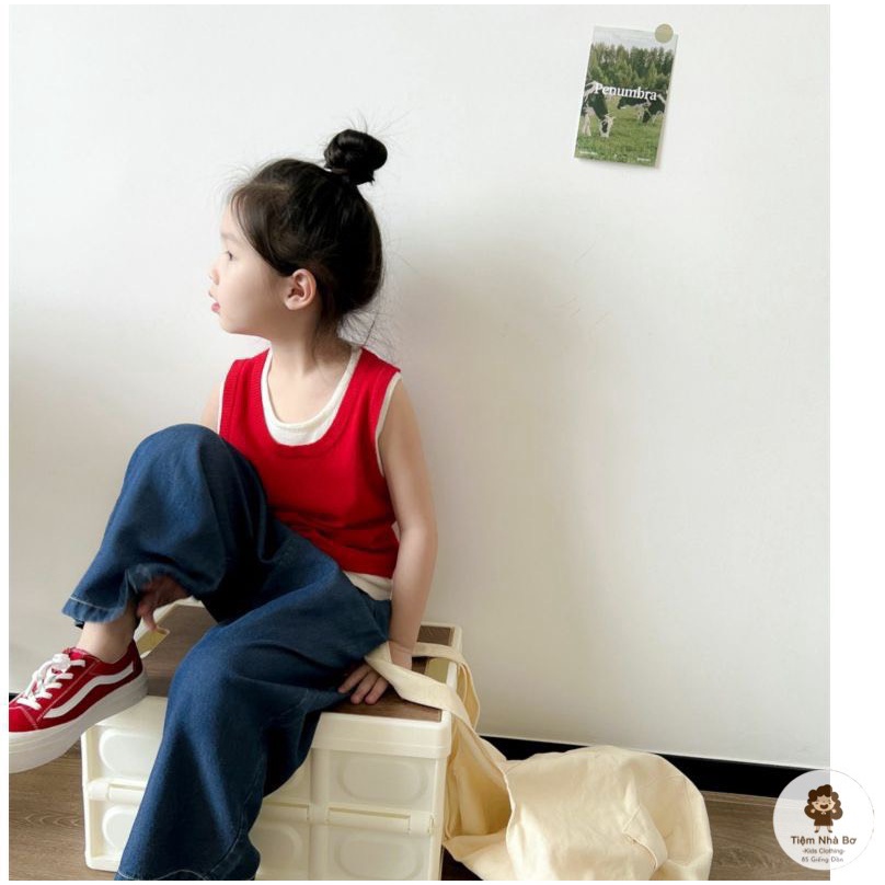 Set quần bò giấy áo sát nách đỏ (90-150) Tiệm nhà Bơ - Kids clothing Nội dung 1