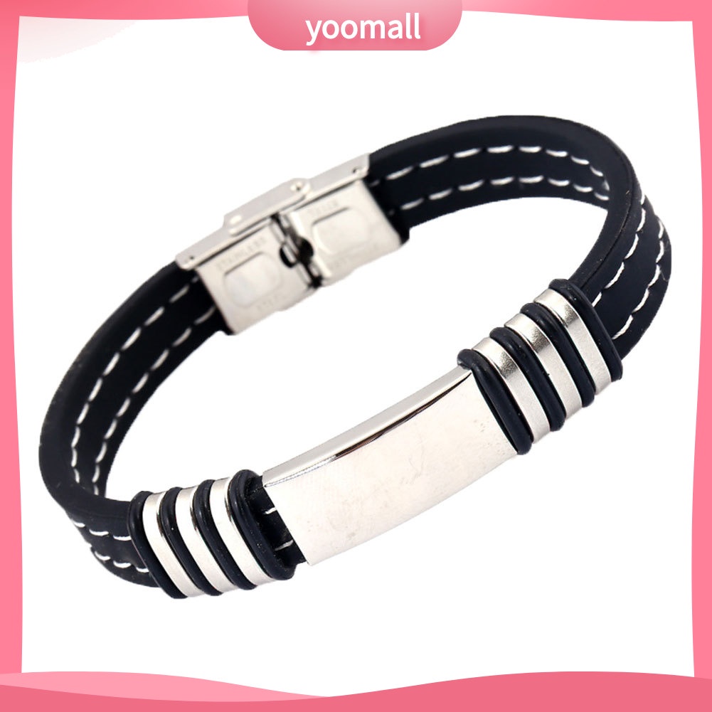 Vòng Tay Silicone Thép Titan Thời Trang Cho Nam