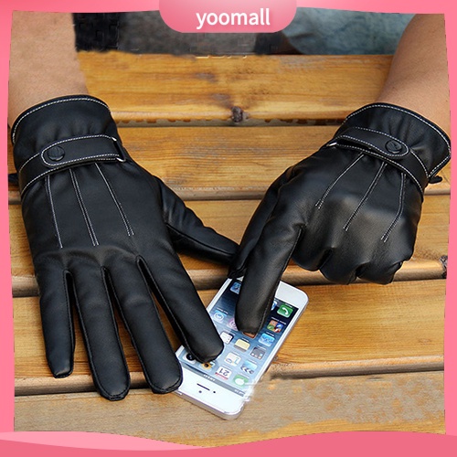 Găng Tay Giả Da Giữ Ấm Mùa Đông Có Thể Chạm Màn Hình Cảm Ứng Thời Trang Cho Nam