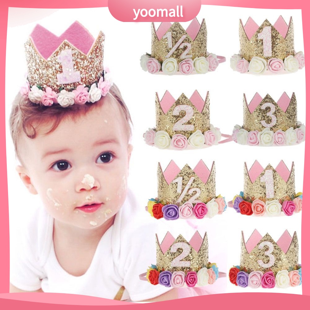 Băng Đô Cài Tóc Hình Vương Miện Đính Kim Sa Lấp Lánh Cho Bé Gái