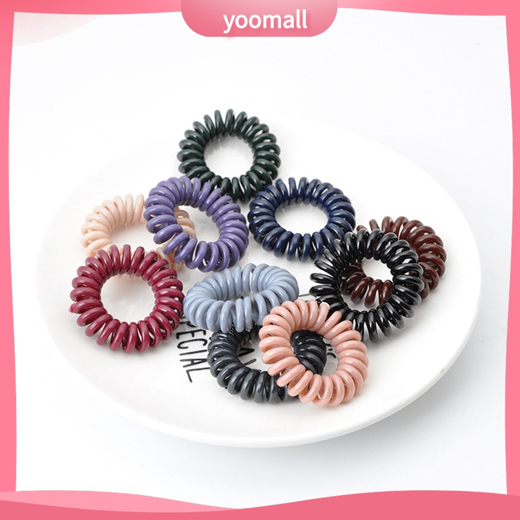 Dây Buộc Tóc Dạng Xoắn Gọn Nhẹ Không Để Lại Dấu Vết Màu Trơn Đơn Giản Cho Nữ