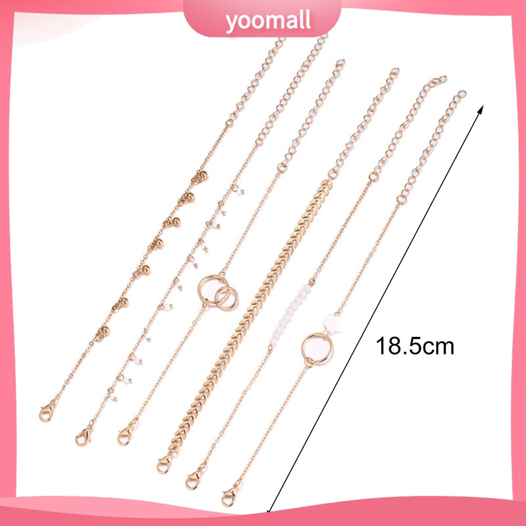 Set 6 Vòng Tay Hợp Kim Xếp Chồng Lên Nhau Cho Nữ