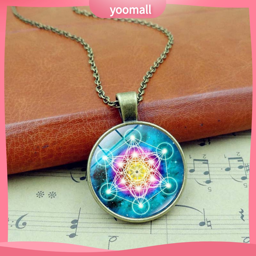 [YM] Vòng cổ Mặt Tròn Kính Cabochon Cổ Điển Unisex