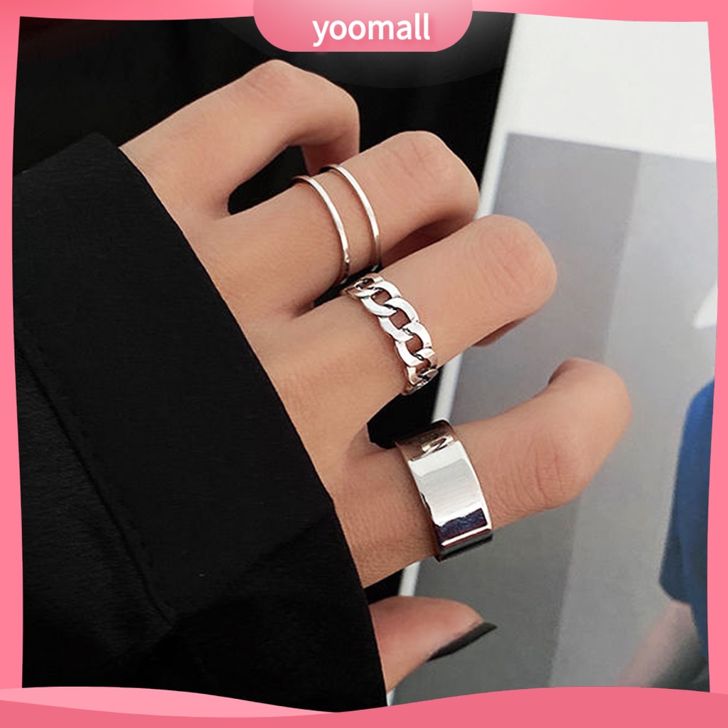 Set 3 Nhẫn Đeo Khớp Ngón Tay Phong Cách Hiphop Cá Tính