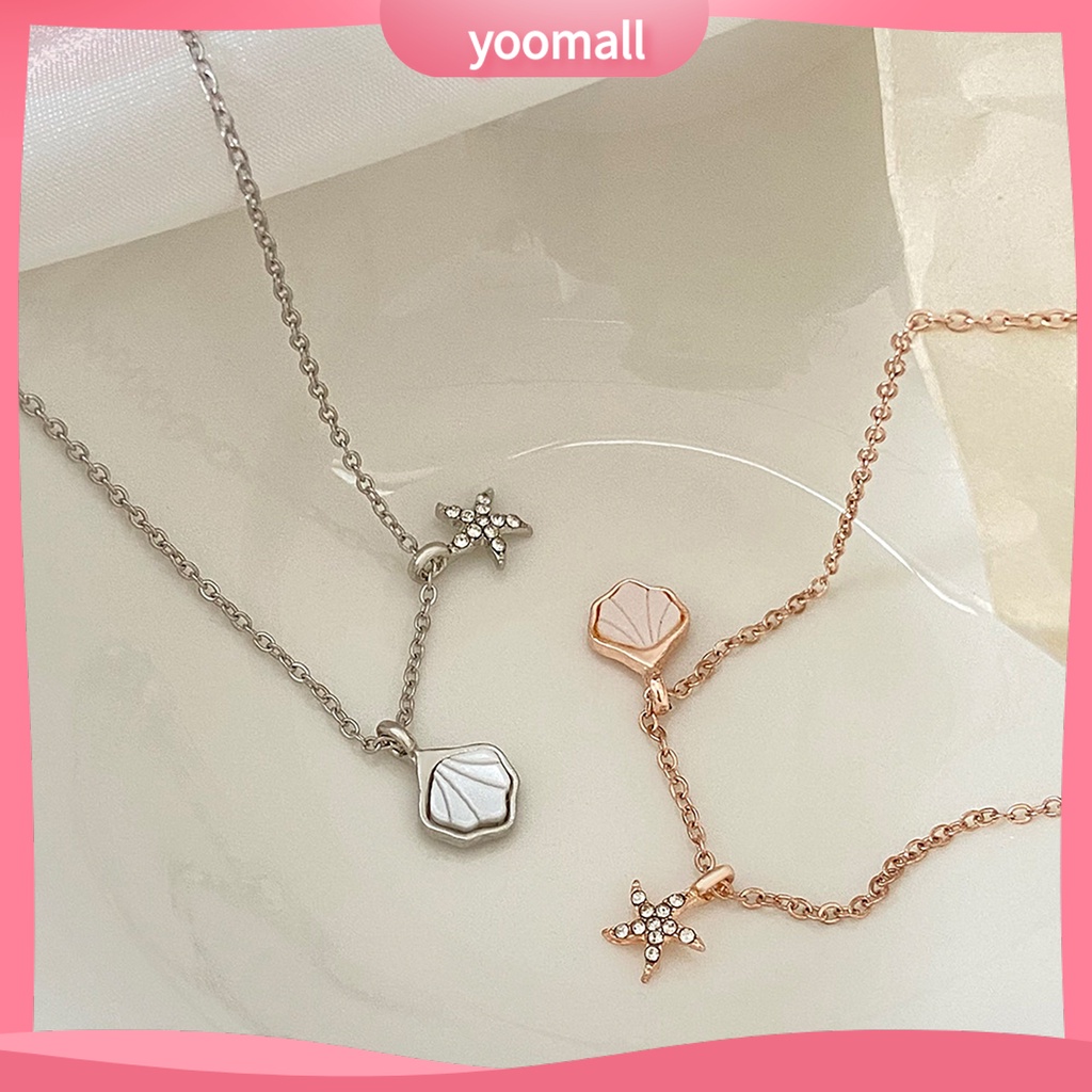 Vòng cổ Hợp Kim Mặt Hình Vỏ Sò Đính Đá Thời Trang Cho Nữ