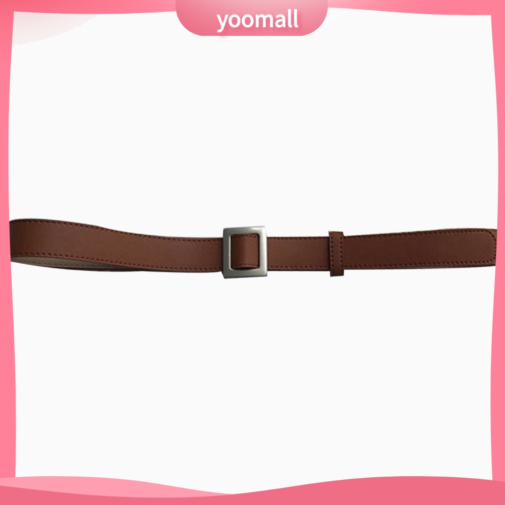 Thắt Lưng Giả Da Màu Trơn Khóa Vuông Thời Trang Cho Nữ
