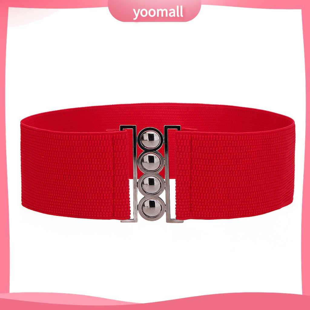 Thắt Lưng Bản Rộng Co Giãn Màu Trơn Đính Hạt Thích Hợp Mặc Hàng Ngày