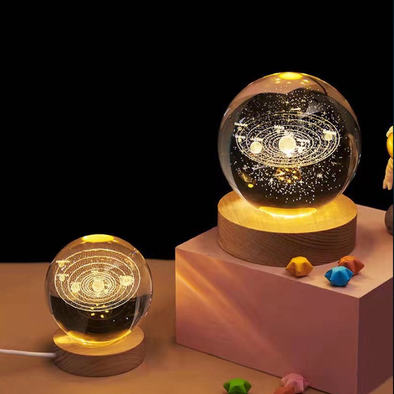 Đế Đèn LED Hình Tròn Bằng Gỗ Kèm Công Tắc USB Độc Đáo Trang Trí Nhà Cửa