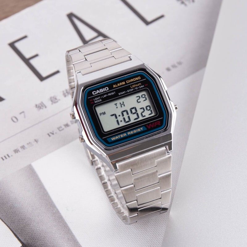 Đồng Hồ Điện Tử Casio A158WA-1D Mặt Vuông Thời Trang Cho Nam Nữ